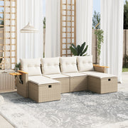 Loungeset 6-delig poly rattan beige