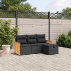 4-Delige Loungeset Met Kussens Poly Rattan Zwart