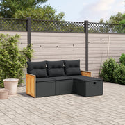 Loungeset 4-delig poly rattan zwart