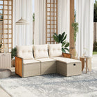 4-Delige Loungeset Met Kussens Poly Rattan Beige