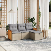 Loungeset 4-delig poly rattan gemengd beige
