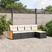 Loungeset 5-delig poly rattan zwart
