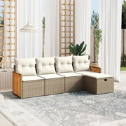 Loungeset poly rattan 5-delig beige