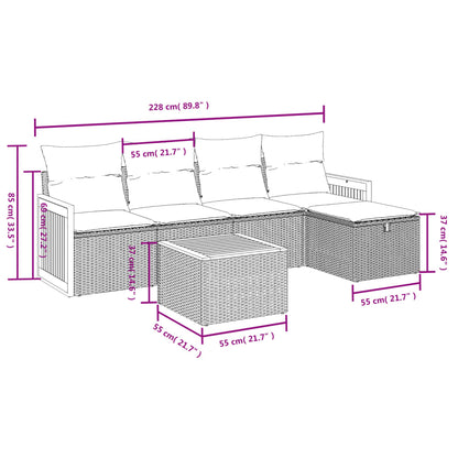 6-Delige Loungeset Met Kussens Poly Rattan Zwart