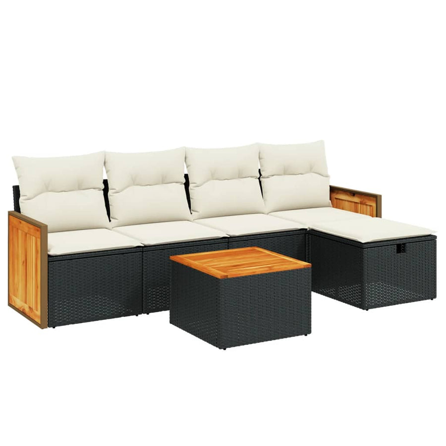 6-Delige Loungeset Met Kussens Poly Rattan Zwart