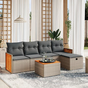 Loungeset 6-delig poly rattan grijs
