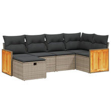 6-Delige Loungeset Met Kussens Poly Rattan Grijs