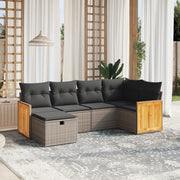 Loungeset 6-delig poly rattan grijs