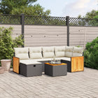 7-Delige Loungeset Met Kussens Poly Rattan Zwart