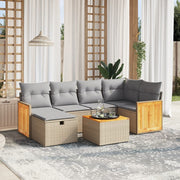 Loungeset 7-delig poly rattan gemengd beige