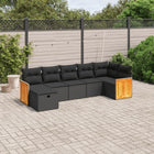 7-Delige Loungeset Met Kussens Poly Rattan Zwart