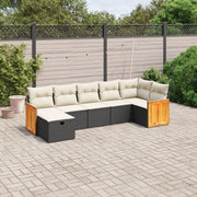Loungeset 7-delig poly rattan zwart