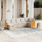 7-Delige Loungeset Met Kussens Poly Rattan Beige