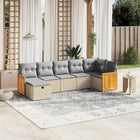 7-Delige Loungeset Met Kussens Poly Rattan Gemengd Beige