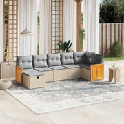 Loungeset 7-delig poly rattan gemengd beige