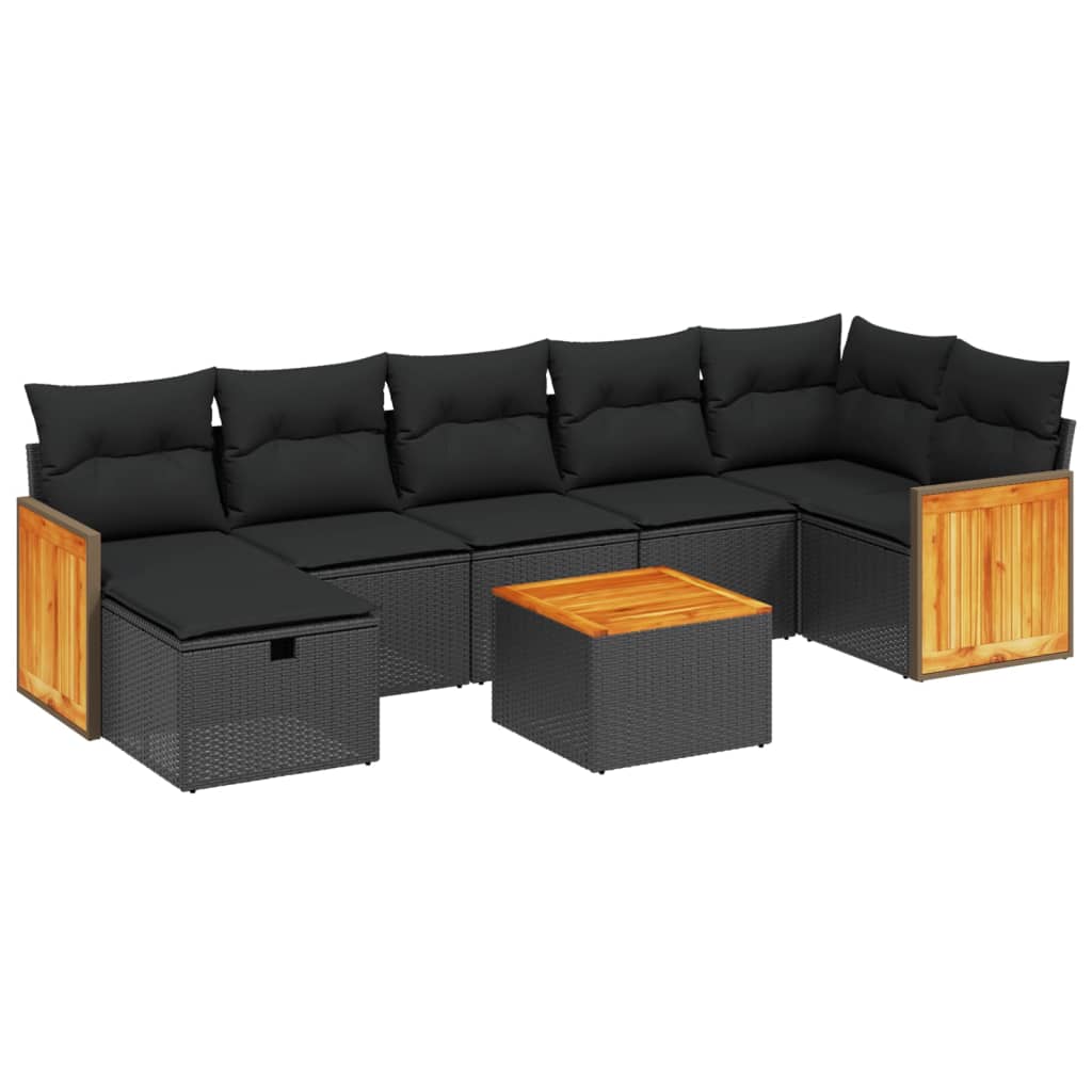 8-Delige Loungeset Met Kussens Poly Rattan Zwart