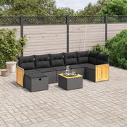 Loungeset 8-delig poly rattan zwart