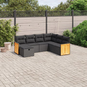 Loungeset 7-delig poly rattan zwart