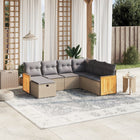 7-Delige Loungeset Met Kussens Poly Rattan Gemengd Beige