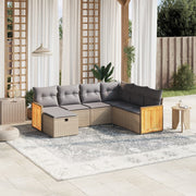 Loungeset 7-delig poly rattan gemengd beige