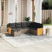Loungeset 7-delig poly rattan grijs