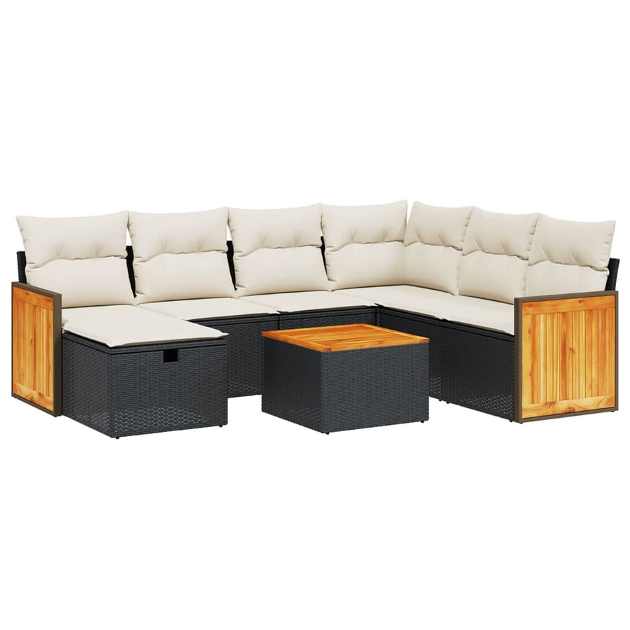 8-Delige Loungeset Met Kussens Poly Rattan Zwart