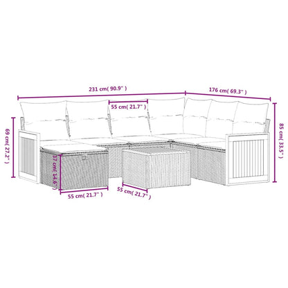 8-Delige Loungeset Met Kussens Poly Rattan Gemengd Beige