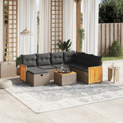 Loungeset 8-delig poly rattan grijs