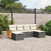 Loungeset 6-delig poly rattan zwart