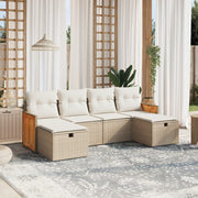 Loungeset 6-delig poly rattan beige