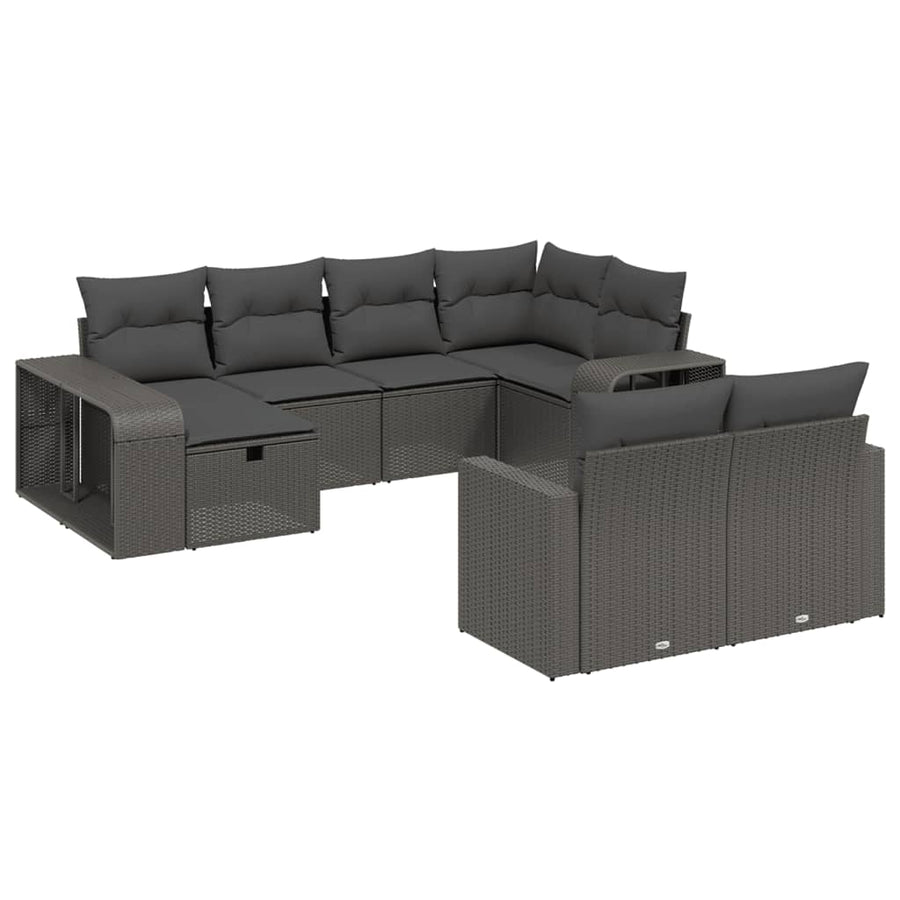 10-Delige Loungeset Met Kussens Poly Rattan Zwart