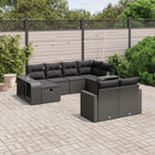 10-Delige Loungeset Met Kussens Poly Rattan Zwart