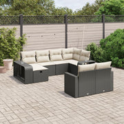 Loungeset 10-delig poly rattan zwart