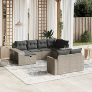 Loungeset 10-delig poly rattan lichtgrijs