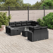 Loungeset 11-delig poly rattan zwart
