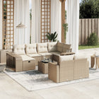 11-Delige Tuinset Met Kussens Poly Rattan Beige