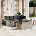 11-Delige Loungeset Met Kussens Poly Rattan Grijs