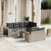 Loungeset 11-delig poly rattan grijs