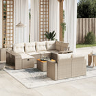 11-Delige Tuinset Met Kussens Poly Rattan Beige