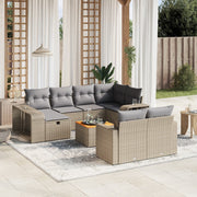 11-piece Garden Furniture Set with Cushions, Poly Rattan, Beige
