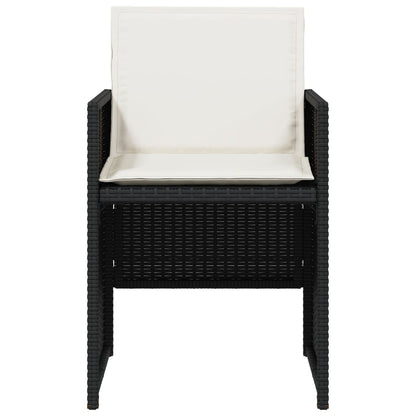 Tuinstoelen 4 st met kussens poly rattan zwart