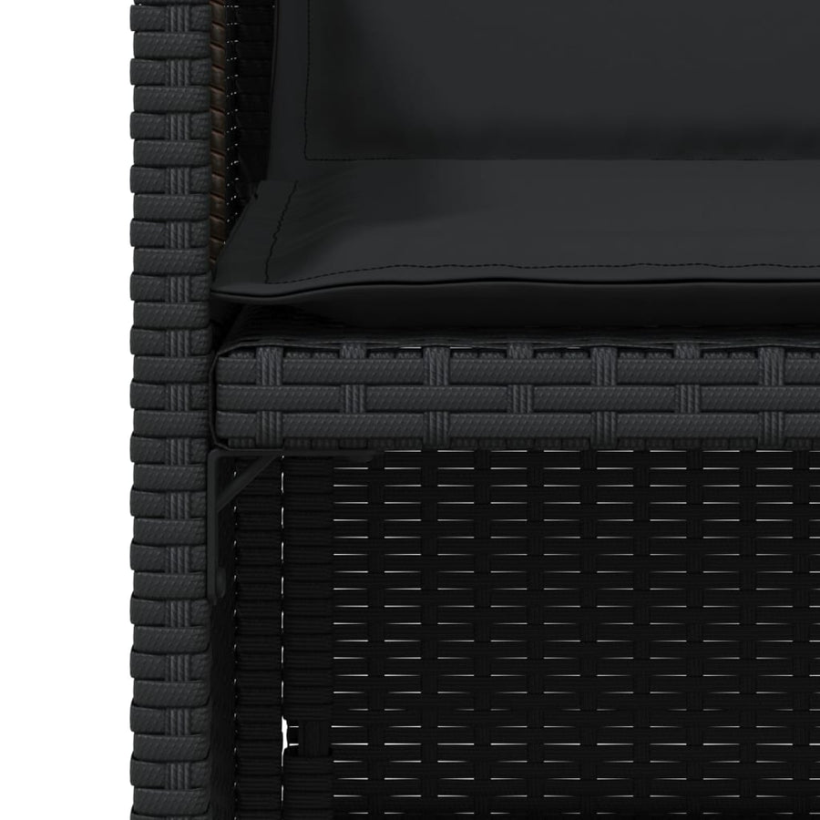 Tuinstoelen 4 st met kussens poly rattan zwart