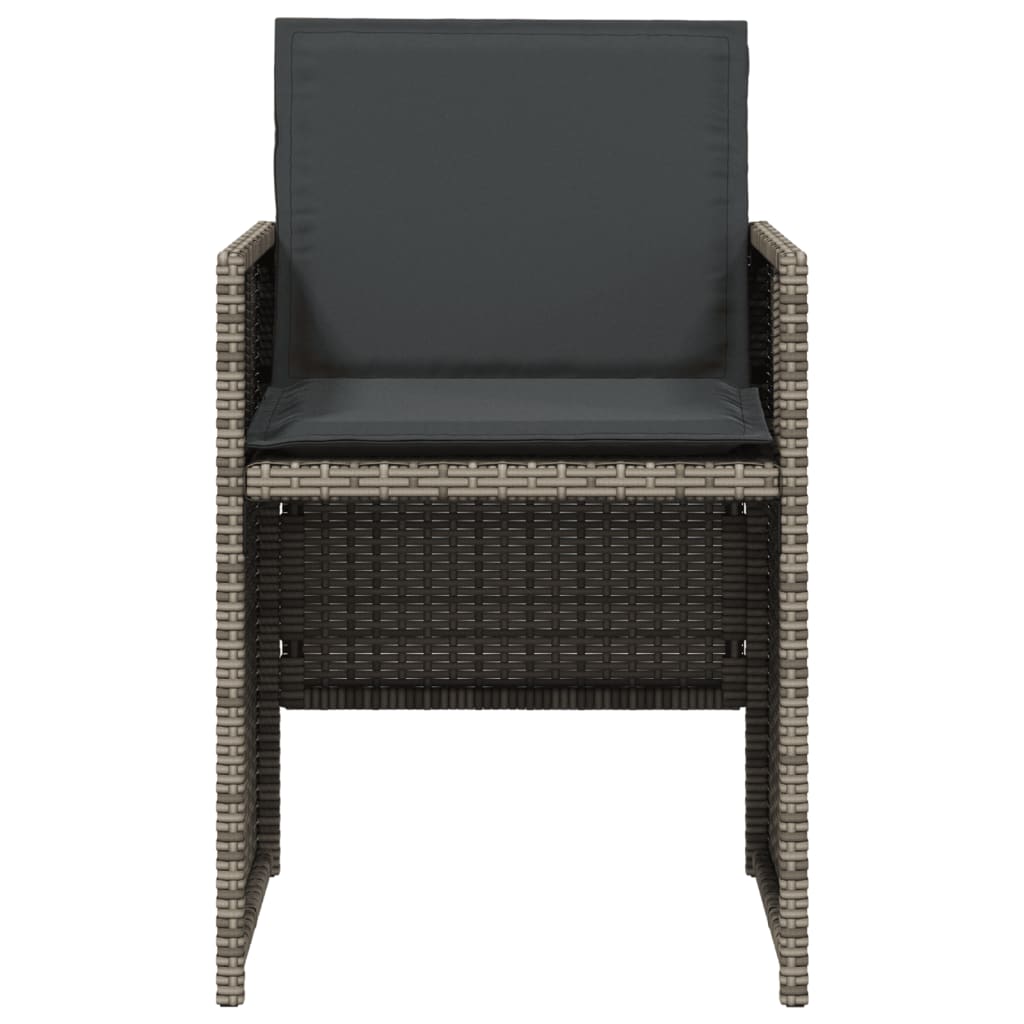 Tuinstoelen 4 st met kussens poly rattan grijs