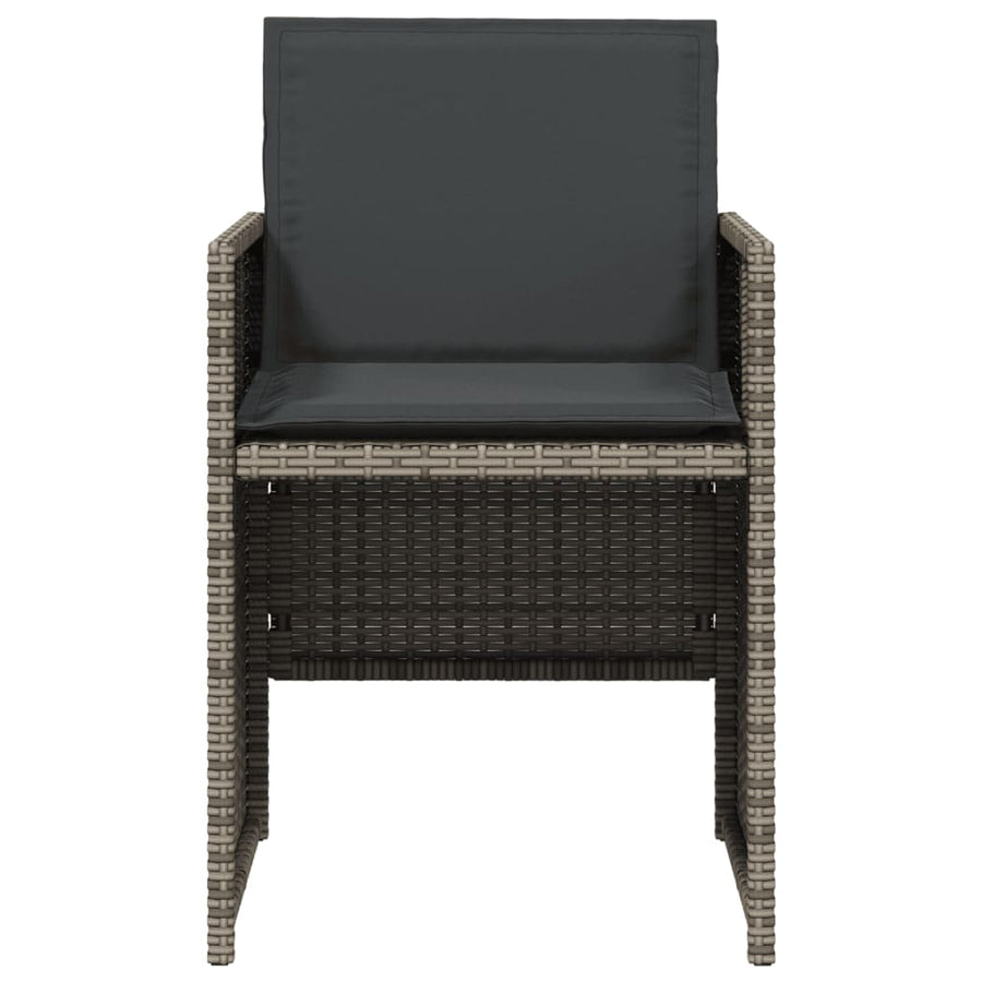 Tuinstoelen 4 st met kussens poly rattan grijs