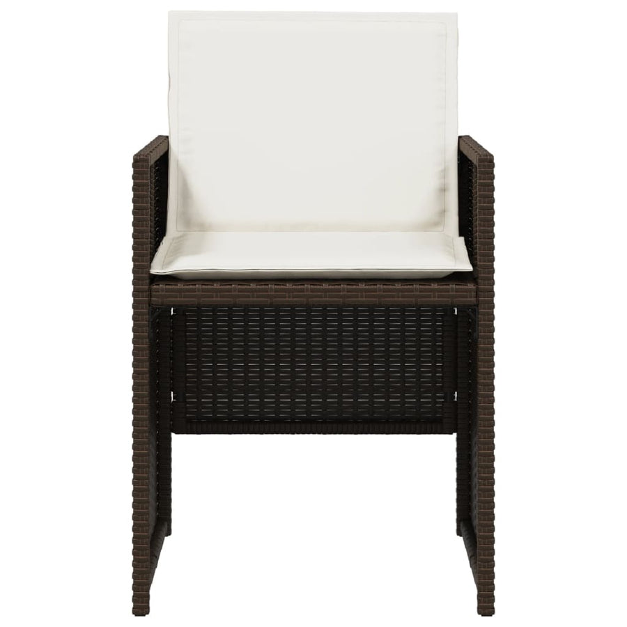 Tuinstoelen 4 st met kussens poly rattan bruin