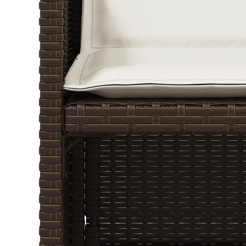 Tuinstoelen 4 st met kussens poly rattan bruin