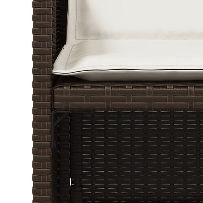 Tuinstoelen 4 st met kussens poly rattan bruin