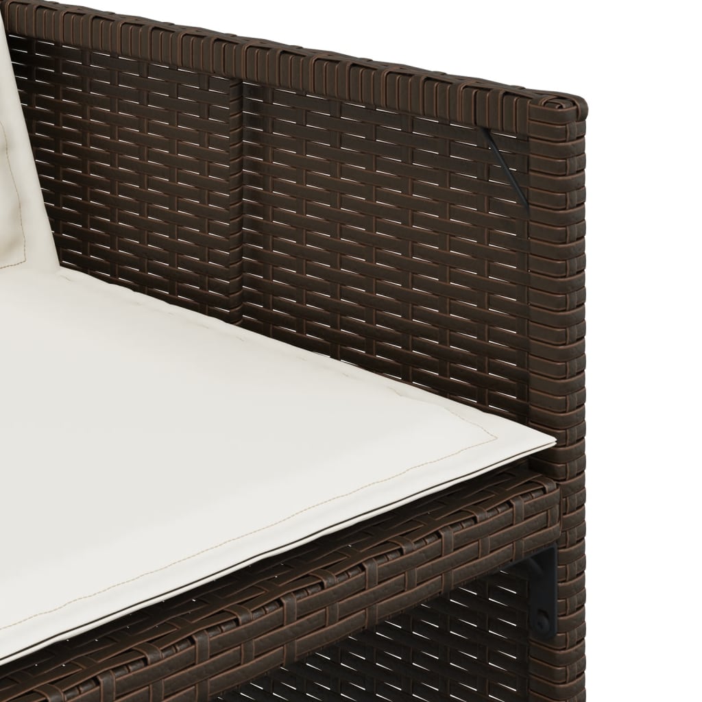 Tuinstoelen 4 st met kussens poly rattan bruin