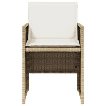 Tuinstoelen 4 st met kussens poly rattan beige