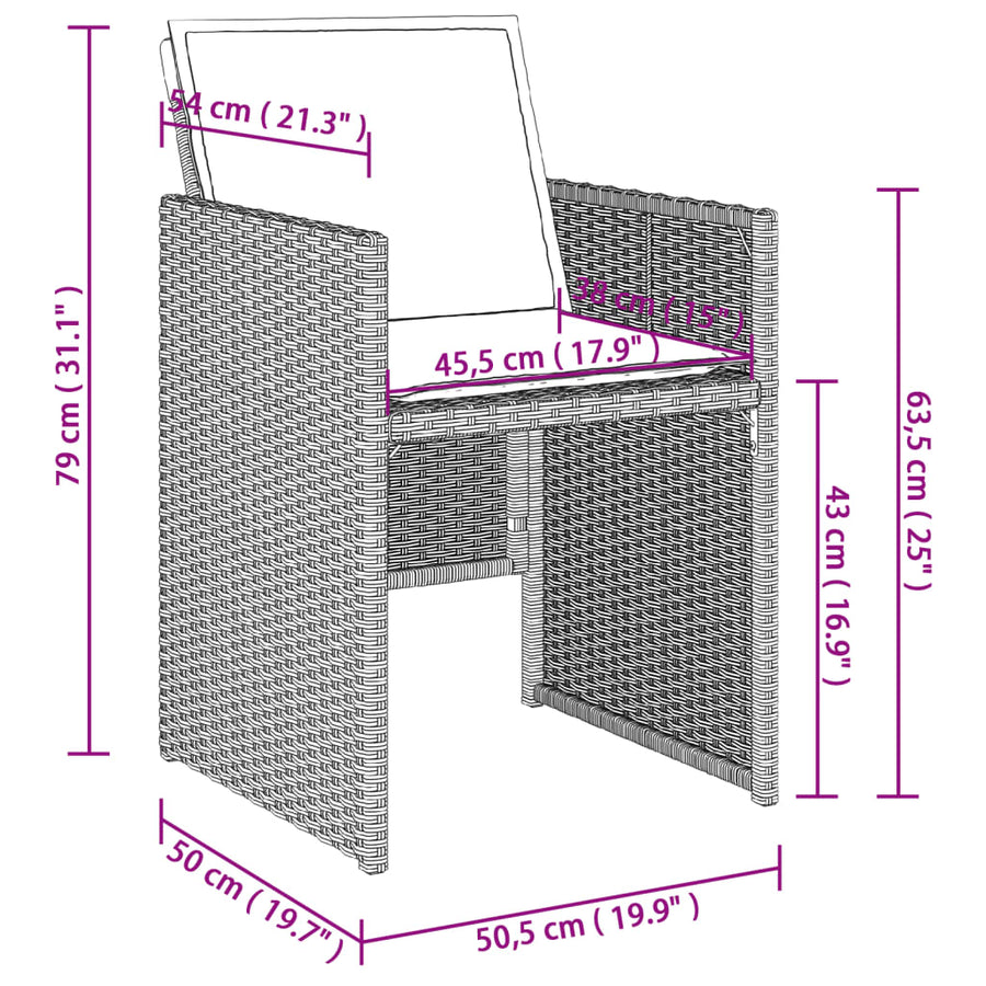 Tuinstoelen 4 st met kussens poly rattan lichtgrijs